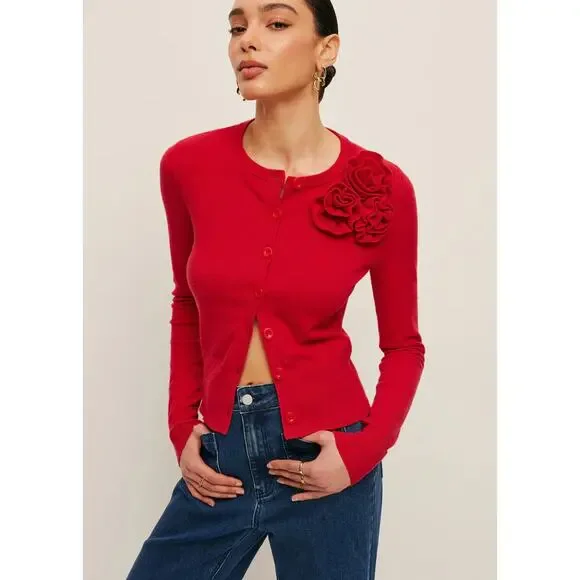 3D Floral Accent Cardigan - Picture 5 of 6